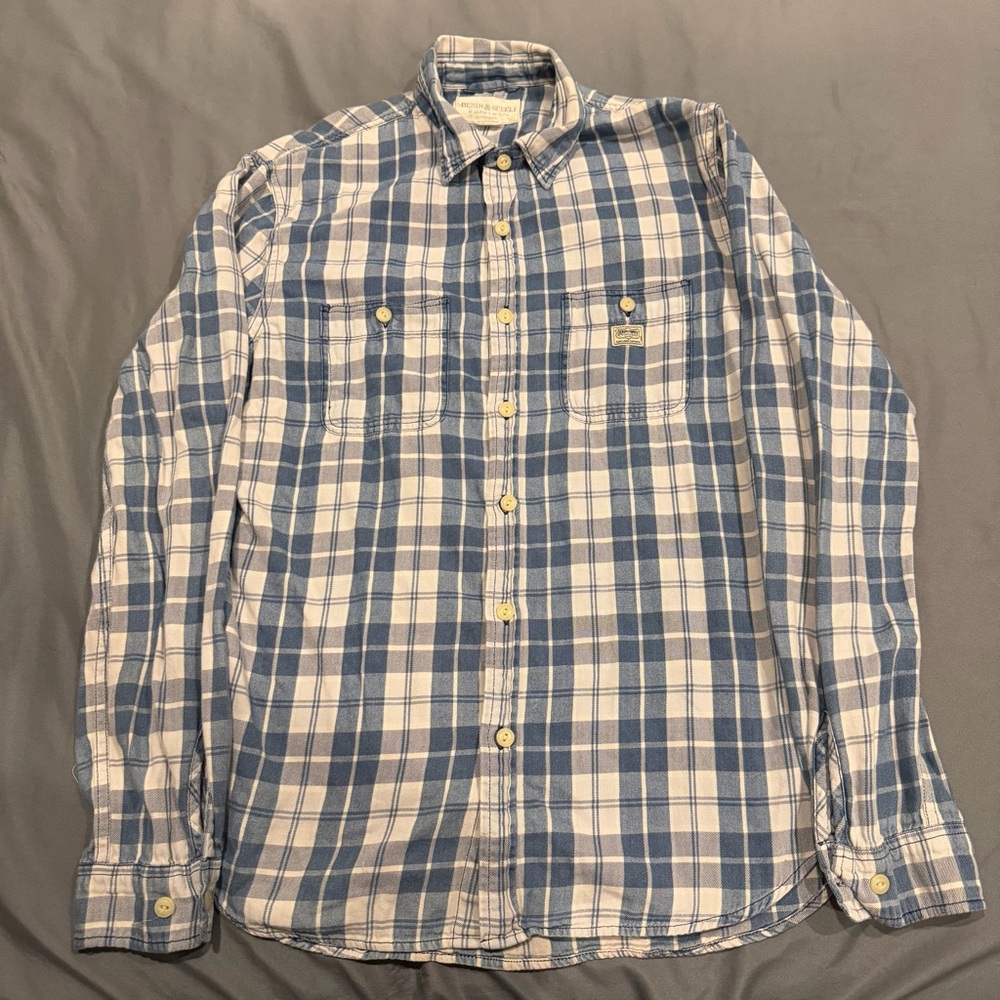 Denim & Supply Ralph Lauren Shirt Mens Medium Blue Plaid Long Sleeve‎